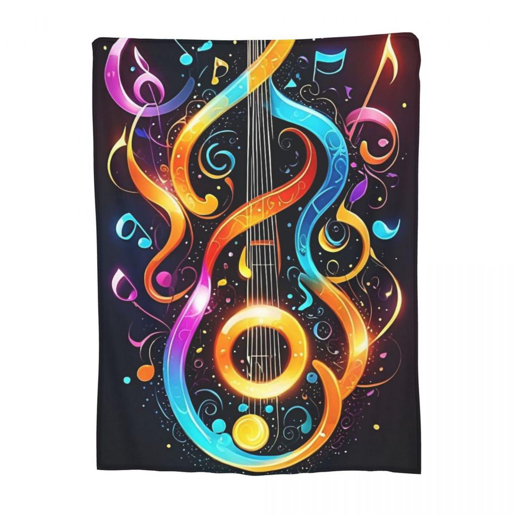 Colorful Musical Note Music Score Blankets Soft Warm Flannel Throw Blanket Bedspread for Bed Living Room Picnic Travel Home Sofa