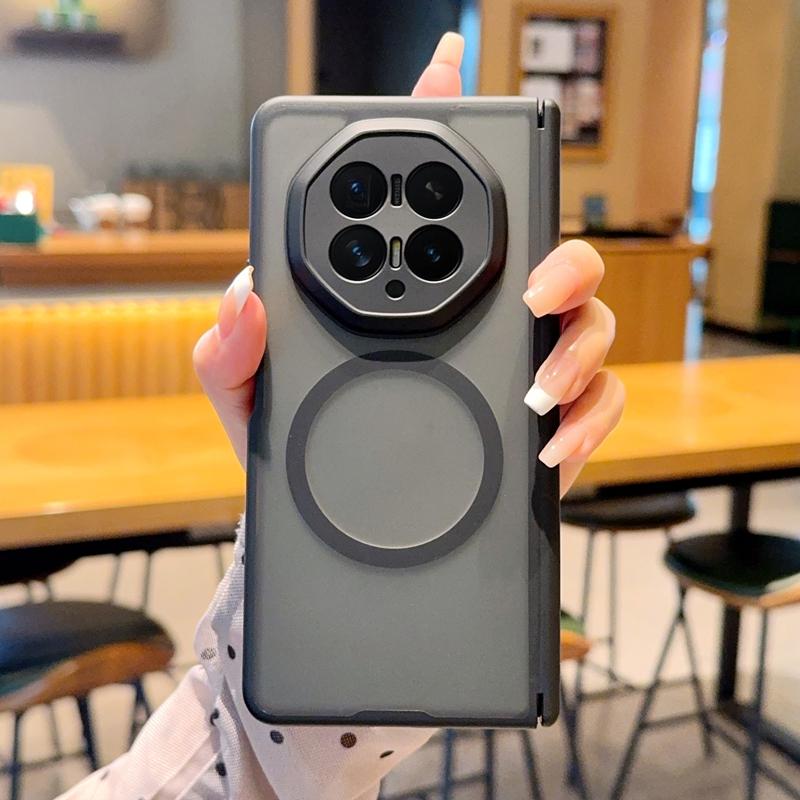 For Honor Magic V6 Magnetic Case Acrylic Matte Transparent Phone Cover Equipped With Central Hinge Protection Shell