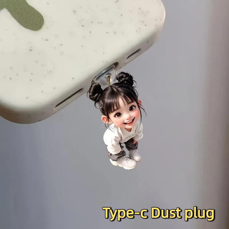 Acrylic Phone Dust Plug Pendant 2D Flat Pendant Suitable For Phone Type-C Universal Phone Accessories