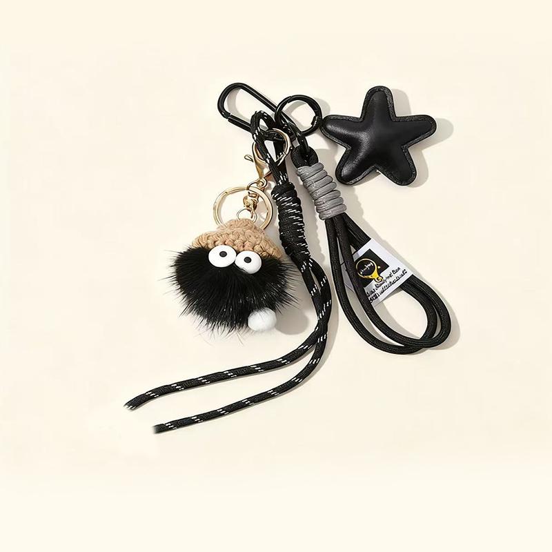 Fashion Starfish Keychain with Cute Balloon Dog Leather Charm Maximalist Braided Rope Bag Ornaments Women's Accessory