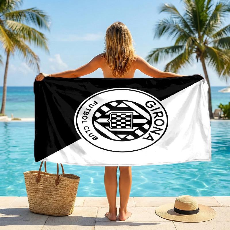 Girona FC Druck Schnelltrocknendes Strandtuch Mikrofaser Saugfähig Tragbares Reise-Handtuch zum Schwimmen