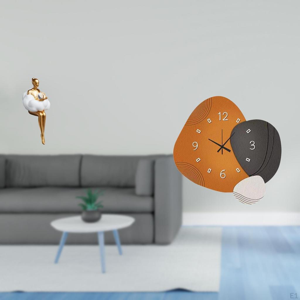 Girl Resin Art Sculpture And Wall Clock Decorative Ornament for Office Bedroom Bathroom Restaurant