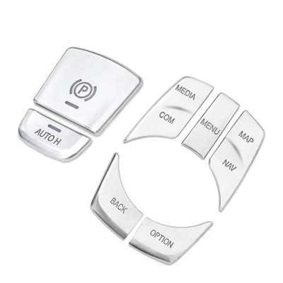 Chrome ABS Car Multimedia Button Cover Trim Parking Brake Button Sticker For BMW G01 G30 G38 5 Series 2017-2021 Auto