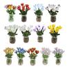 Glasblumenstrauß mit Vase Handgeblasene Mini-Blumendekoration Haus Wohnzimmer Handgefertigter Simulations-Blumenschmuck mit Stiel