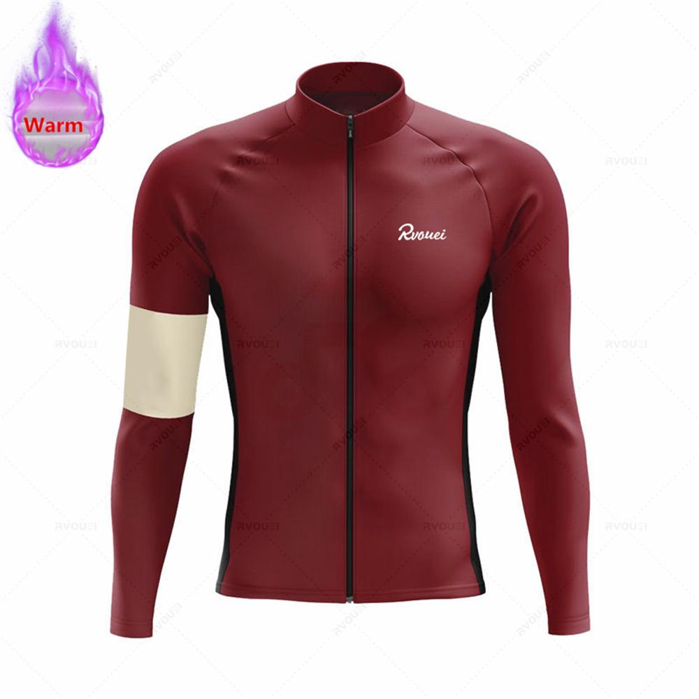 Winter Rvouei Cycling Clothing Men's Thermal Fleece Bicycling Clothing Set Outdoor MTB Bike Bib Pants Ropa Maillot Ciclismo