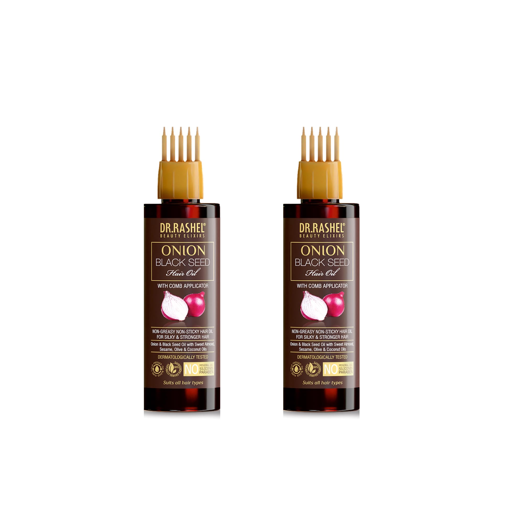 DR.RASHEL Onion Hair Oil | With Red Onion & Black Seed Oil | Controls Hair Fall & Breakage | Strengthens Roots | Promotes Hair Growth | With Comb A