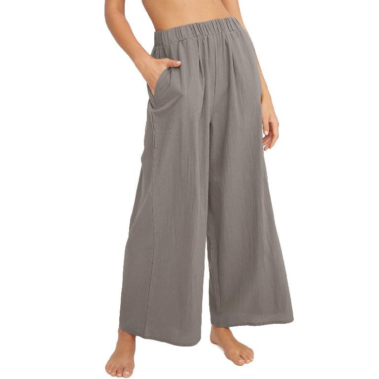 Spring And Summer New Cotton And Linen Women'S Clothing Solid Color Trendy Brand High Waist Loose Casual Wide Leg Pants