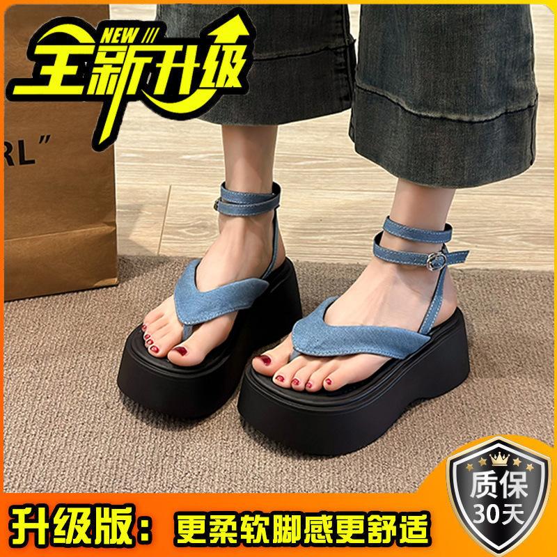 Temperament Fashionable Black Roman Sandals Women's 2025 New Summer French Platform Outer Wear Heightening Fairy Shoes