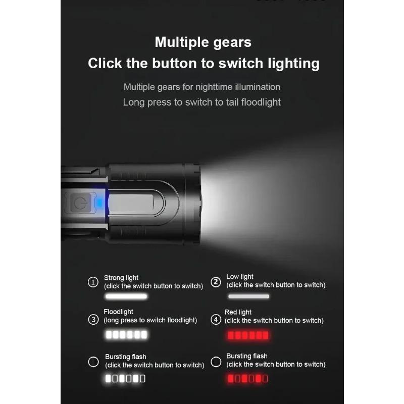 3000LM Super Bright White Laser Flashlight Type-C Rechargeable Small Handheld LED Spotlight for Outdoor Emergency Camping