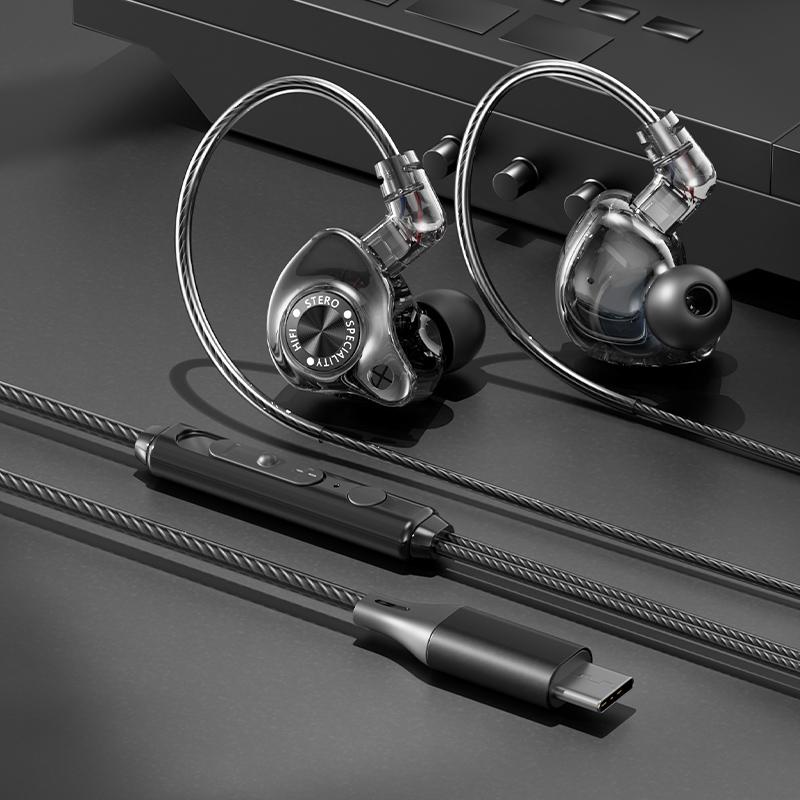 Detachable Design 9D Surround Sound Headphones Type C&3.5mm Wired Earphones In Ear Earbuds for Samsung Gaming Headsets In HD Mic