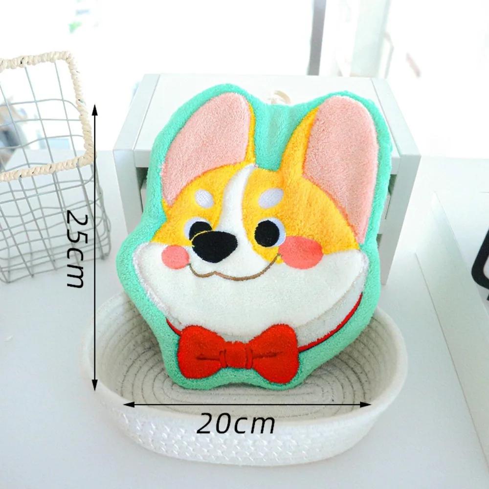 Kawaii Dog Shaped Hand Towel Hanging Cloth for Bathroom Soft Absorbent Hand Towel Cartoon Dog Kid Towel Kitchen Handkerchief