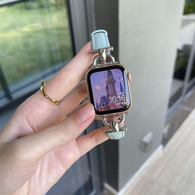 

Дизайнерский ремешок для Apple Watch Band 45 мм 44 мм Ultra 49 мм 38-40-42-41 мм 100% браслет из натуральной кожи iWatch Series 8 7 SE 6 5 4 3 38mm 40mm 41mm