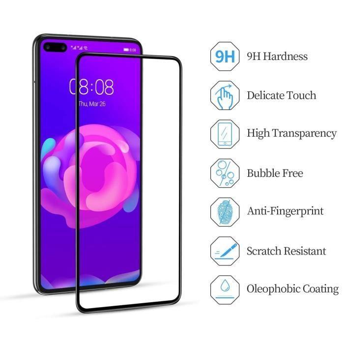 Verre Trempe pour Huawei P40 [Pack 2] Film Transparent Intégral Bord Noir Vitre Protection Ecran Phonillico®