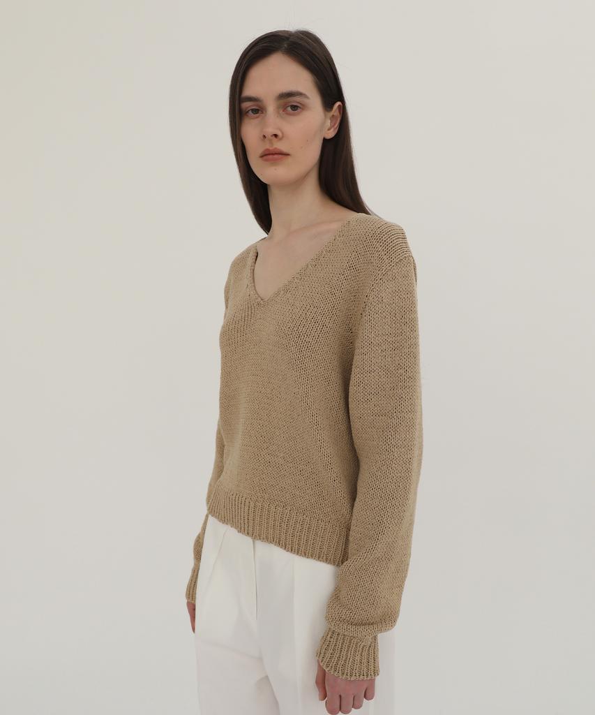 Leuba V-Neck Pullover Knit - Beige