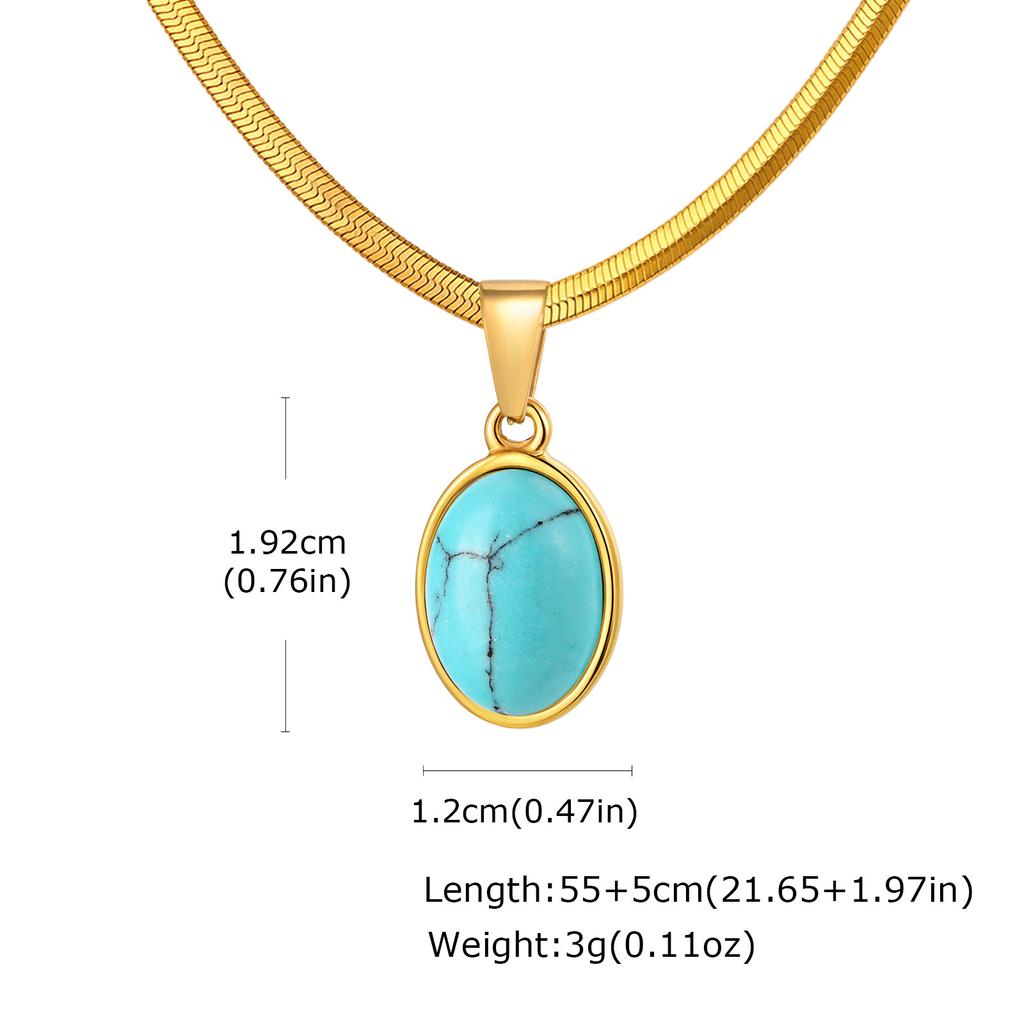 Vnox Natural Stone Pendant Necklace, Stainless Steel Blade Chain, Obsidian Tiger Eye Turquoise Lapis Stone Jewelry Gift for Men