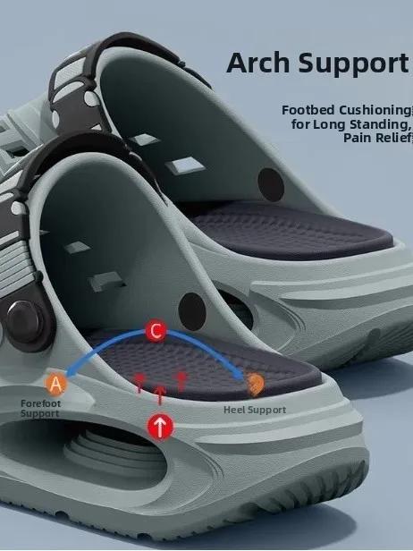 Long For Non-skid Arch Support Men'S Slipper Standing Hole Deodorant Sandal Keep Feet Tired-Free Outdoor Summer