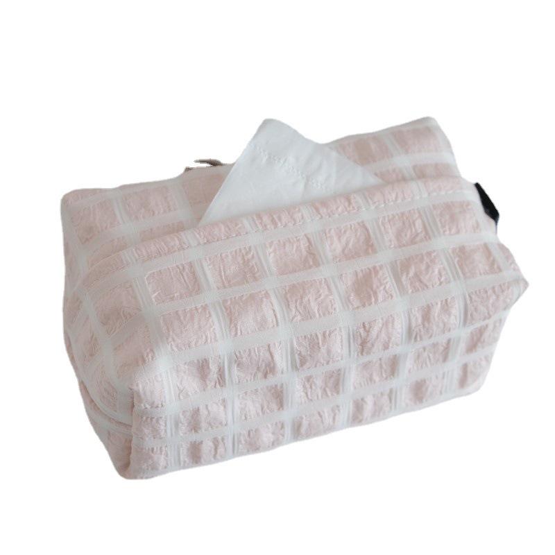 ins style Korean tissue cover i Korean Nordic French paper drawing storage bag tissue box plaid tulip