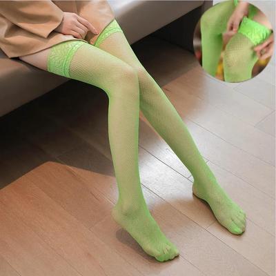 Calze Rete sopra il Ginocchio Sexy a Coscia Calze Lunghe in Pizzo Floreale con Silicone Antiscivolo per Donne
