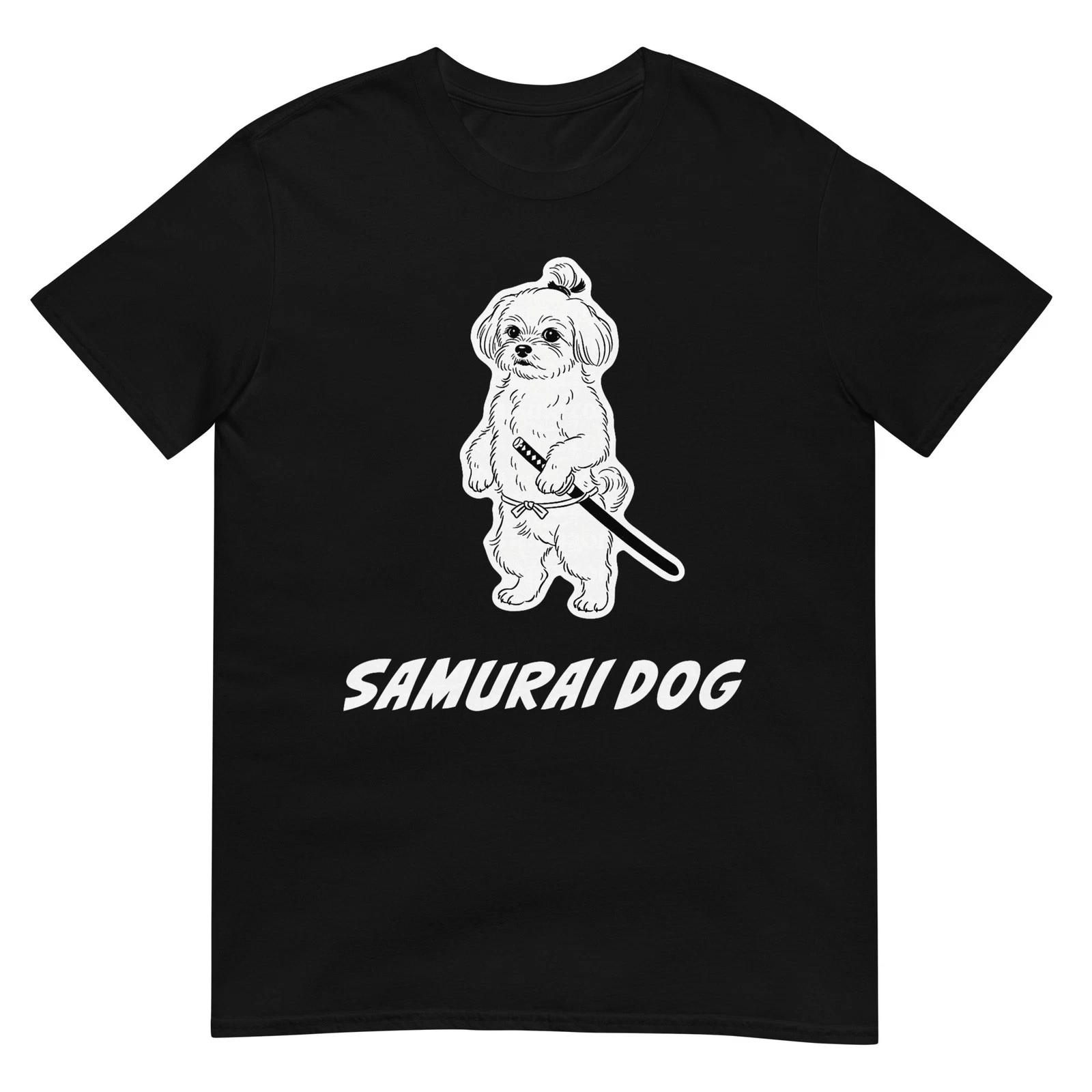 Samurai Maltese Funny Katana Warrior Dog T-Shirt S