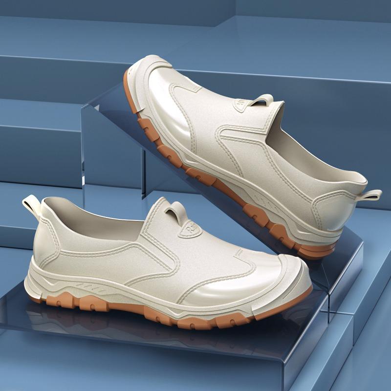 Fashion Men's Low-top Non-slip Rain Shoes One-pedal Wading Shoes Kitchen Non-slip Water Shoes Rubber Shoes Dad Waterproof Shoes Men