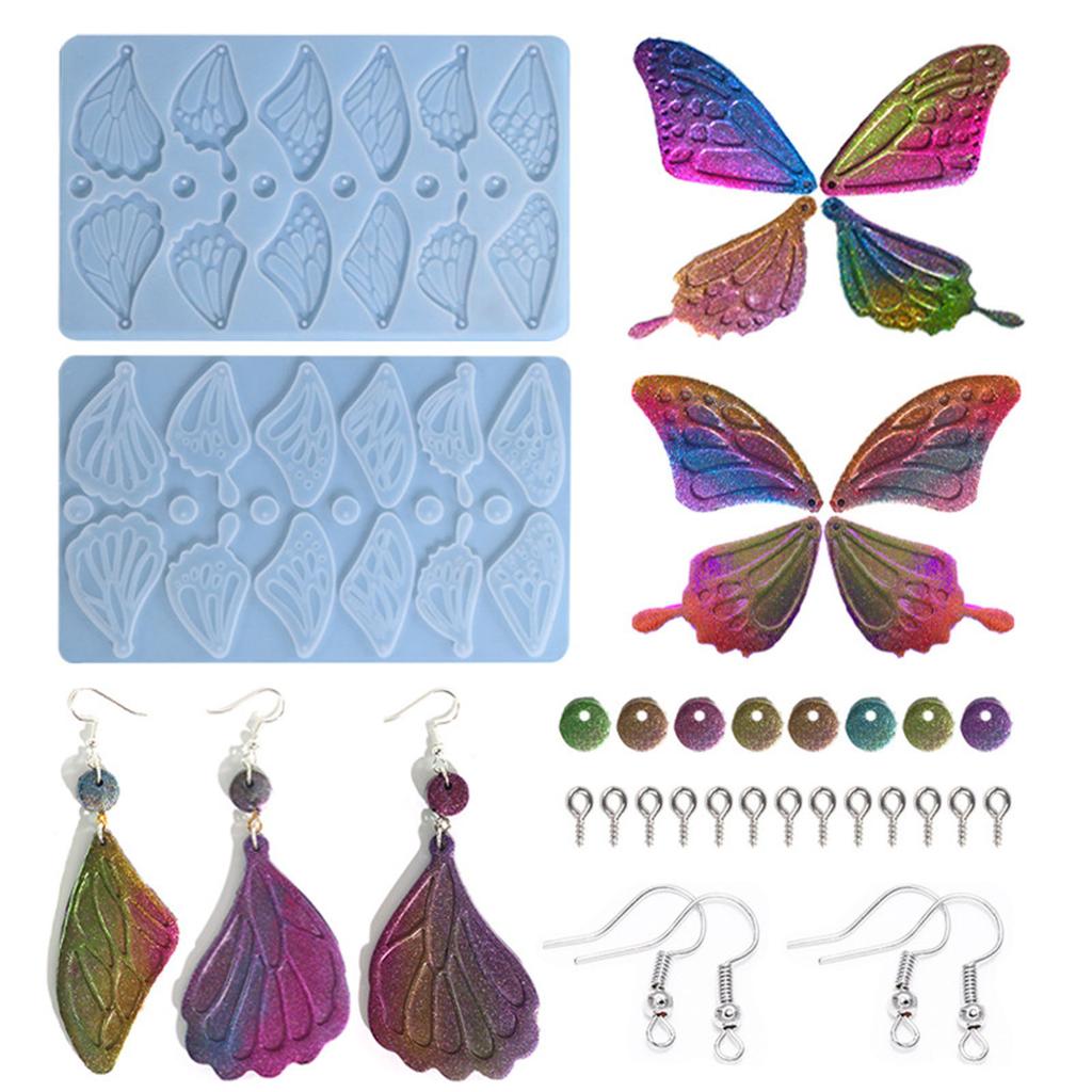 Butterfly Wing Shaped Pendant Molds Keychain Mold with Hole Clay Mould Jewelry Tool Silicone Material Hand-Making Supply