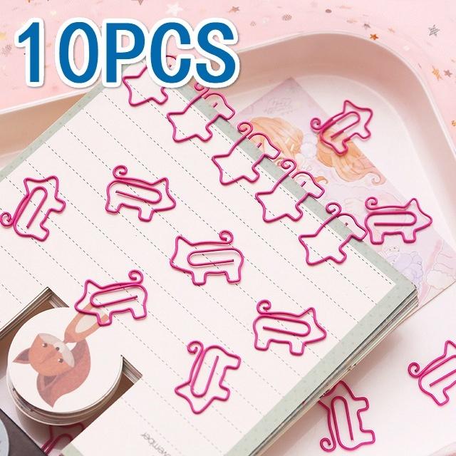10PCS Pig Animal Pink Bookmark Paper Clip School Office Supply Escolar Papelaria Gift Stationery