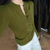 Women's Korean V-Neck Wool Knit Sweater for Spring/Autumn