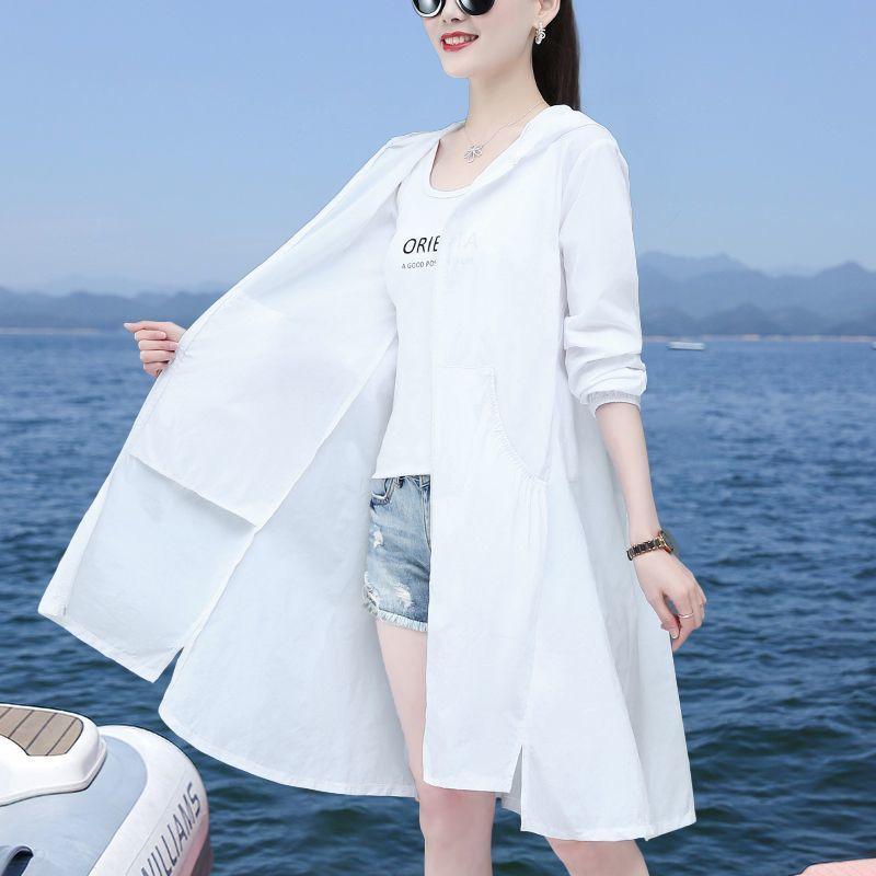 Women's Sunscreen Clothing Long Sleeve Mid Long Summer Thin Outdoor UV Protection and Sun Protection Clothing Fashionable Jacket