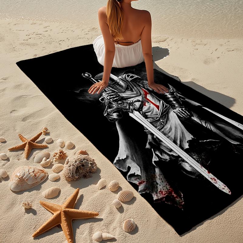 Knightly Warrior In Armor Beach Towel, Super Soft Microfiber, Gift for Her/Him, Birthday, for Pool, Beach, Travel, Home Decor Fan Gifts