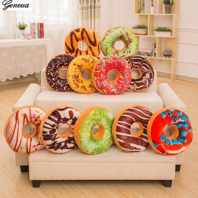 Soft Plush Pillow Stuffed Seat Pad Donut Foods Cushion Cover Case