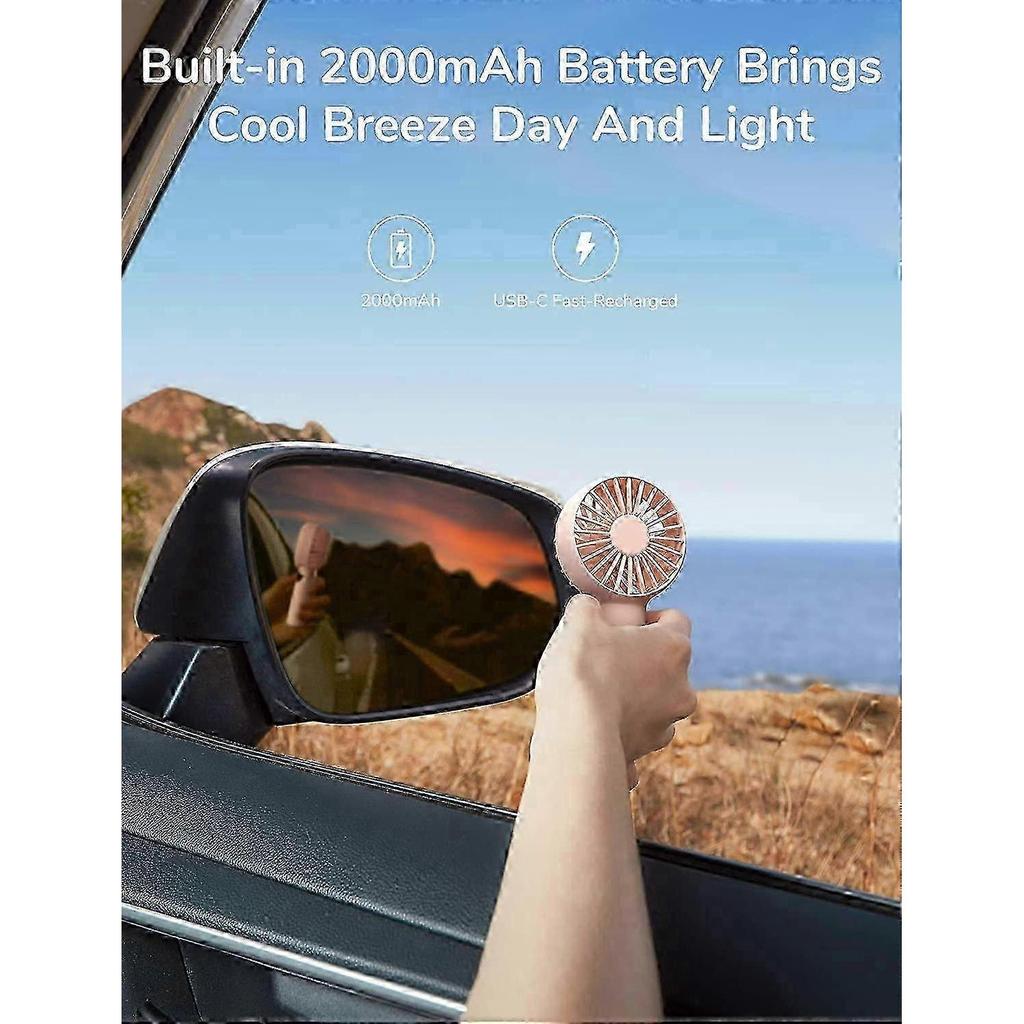 Mini Portable Battery Operated Fan with 2000mAh Battery,USB Powered,3 Speeds,Rechargeable-Pink SZRH