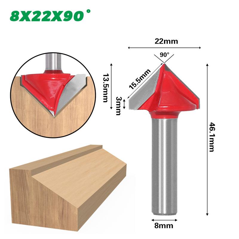 1pc 8mm Shank 60 90 120 150 Degrees V Groove Wood Router Bit Solid Carbide End Mill Woodworking Tools