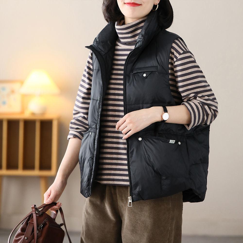 Женский пуховый хлопковый жилет, зимний свободный корейский вариант, хлопковый жилет, легкая куртка-жилет M
