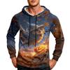 Men's Loose Fit Hoodie with Pocket Drawstring Printed Design for Casual Everyday Wear