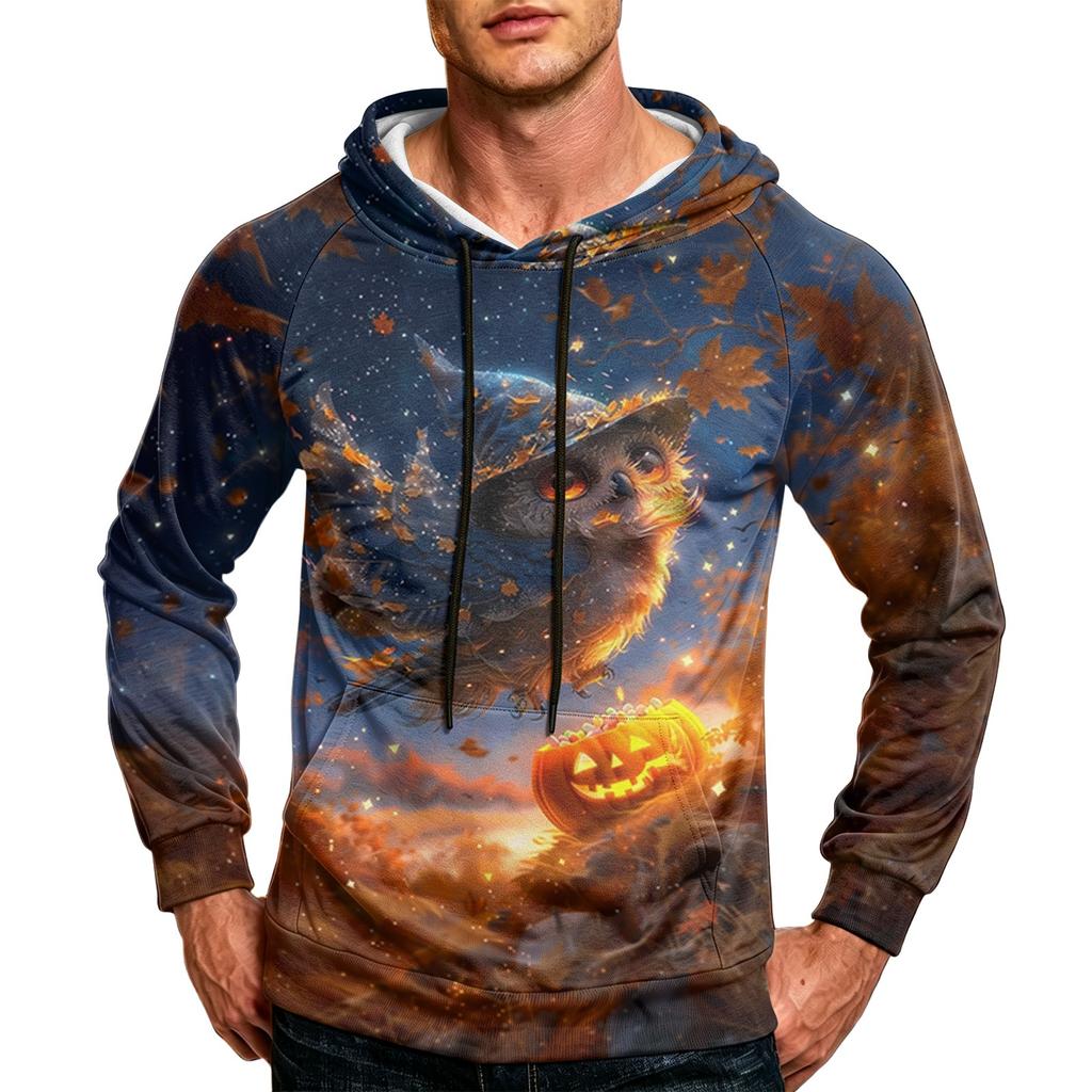 Men's Loose Fit Hoodie with Pocket Drawstring Printed Design for Casual Everyday Wear