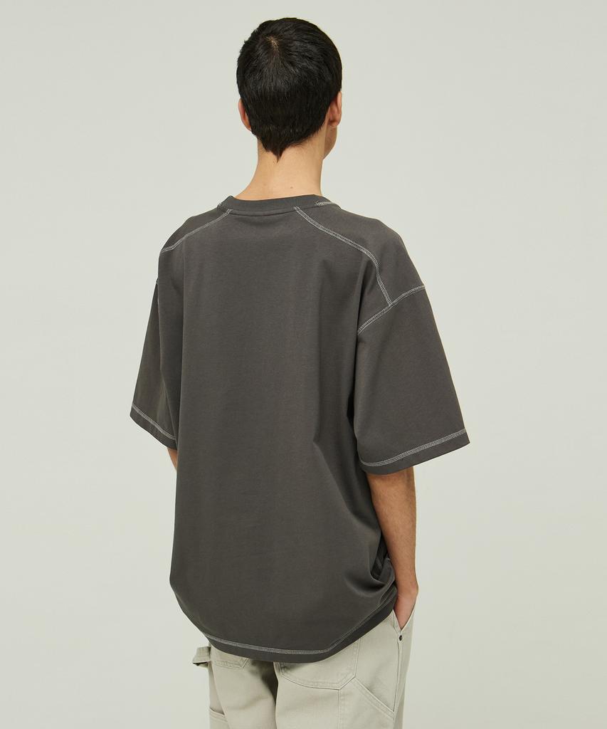 MAGOODGAN Swagver 3579 Overlock Oversized Dark Gray Short Sleeve Tee