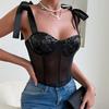 Summer Tether Suspenders Sequined Halter Rims Gather Corset Sexy Hottie