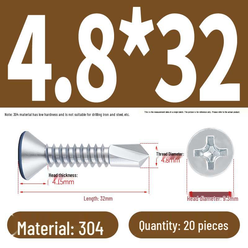 Phillips Flat Head Blue Zinc Plated Stainless Steel Self-Drilling & Self-Tapping Screws M3.9-M5.5