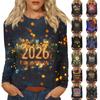 Women's Loose Comfortable Casual Fashion Round Neck New Year Printed Long Sleeve Top
