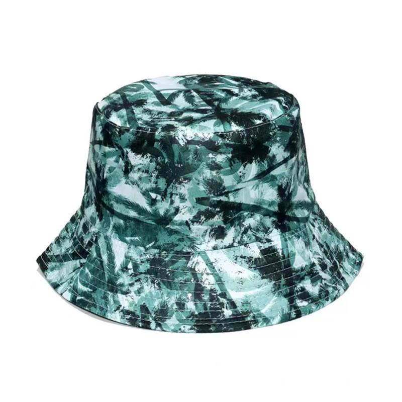 Spring Summer Flower Leaf Print Fisherman Hat With Sunshade For Casual Wear