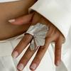 Three-dimensional Texture Metal Joint Ring Boho Style Fan-Shaped Ring Ginkgo Leaf Ring  Women