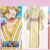 Anime Piratenkönig Cosplay Kostüm Zoro Gelb Gestreifter Kimono Rollenspiel Outfit