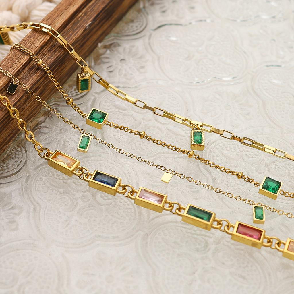 Yachan Jewelry Větrný zirkonový přívěsek Řetízek na klíční kost Dopaminový titanová ocel Pozlacený Skutečné zlato Náhrdelník Nevybledne Ženský