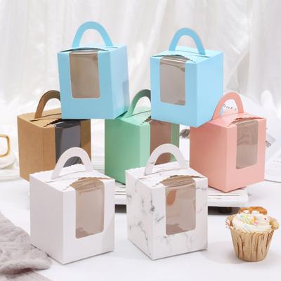 10Pcs Cupcake Boxes with Inserts Windowed Cupcake Holders Stackable Deep Cupcake Carrier Food Grade Containers for Home Cake Dessert Shops