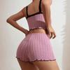 Women's Elastic Lace Trim Pajama Set - Camisole and Bowknot Shorts for Indoor/Outdoor Wear