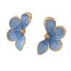 Vintage Blue Drip Oil Flower Stud Flower for Women Exquisite Metal Four Petal Floral Temperament Earrings Wear Jewelry Gift