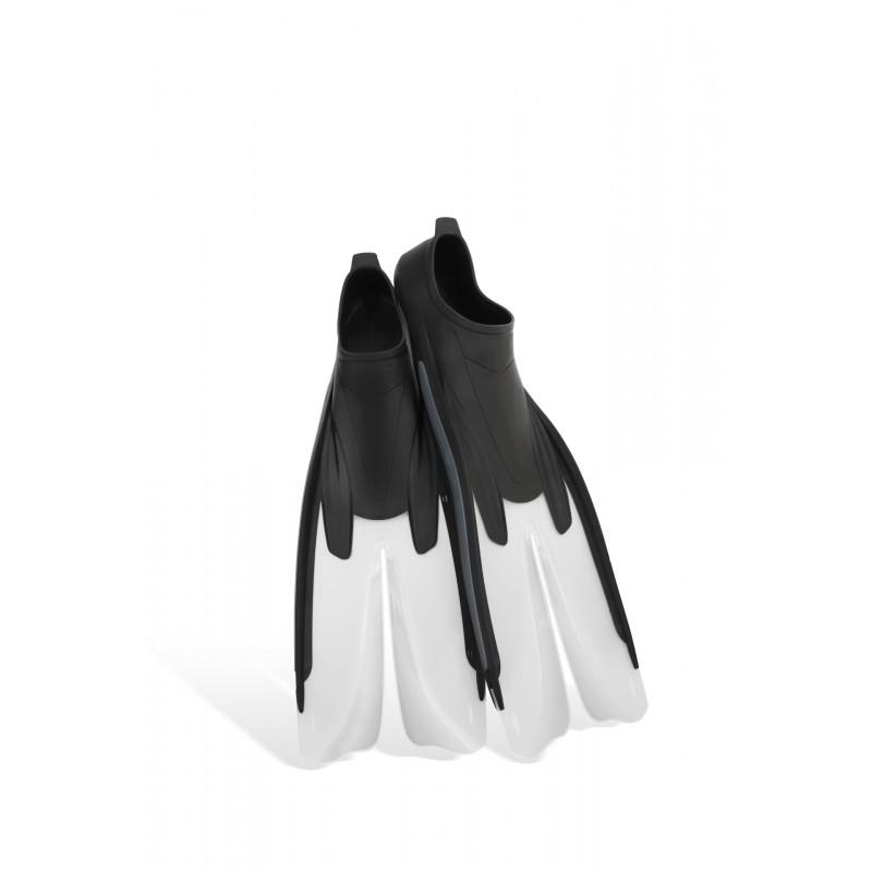 WAVE Split Fin Snorkeling Fins Freediving Training Lightweight TPR Swim In Transparent Black