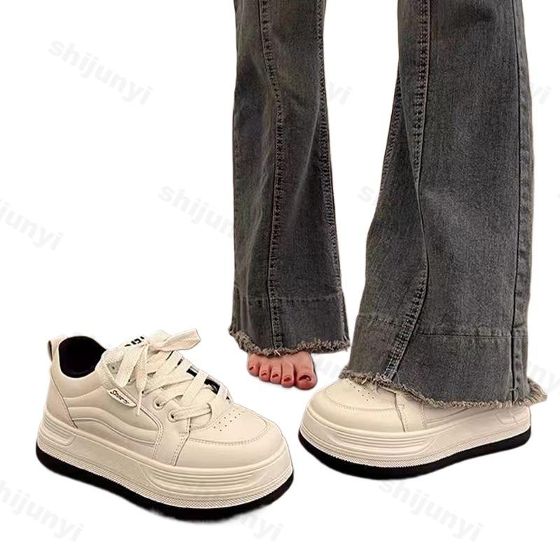 Fashion Women Platform Sneakers Spring Autumn Breathable Height Increase Outdoor Non Slip Casual Shoes Comfortable Lace Up Fashion Flats