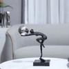 Modern Abstract Cast Iron Gymnast Figurine Ornament Living Room TV Cabinet Decorative Abstract Black Metal Human Sculpture Decor
