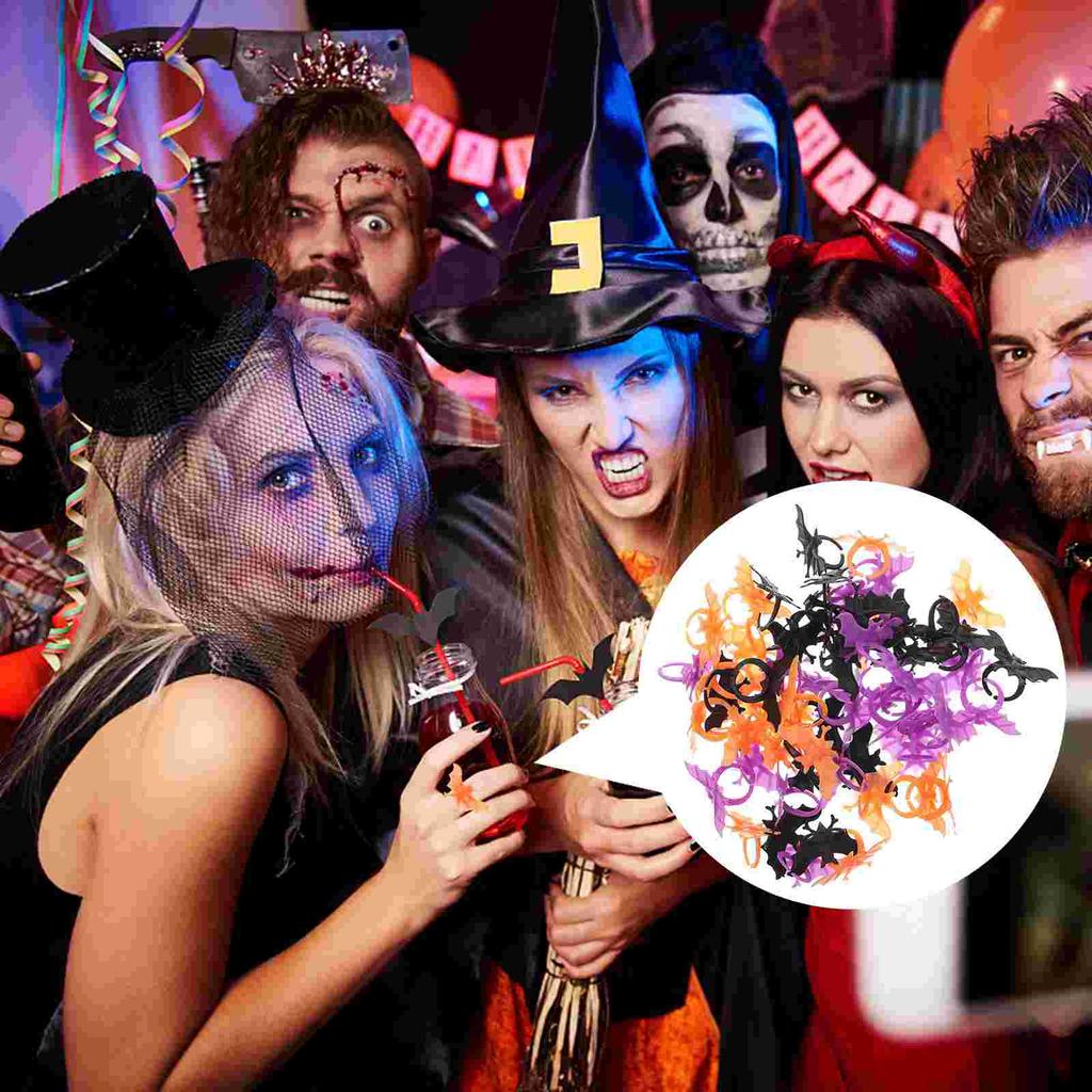 60 Pcs Halloween Stocking Stuffers Bat Ring Mens Children’s Toys Dress Up Party Hand Accessory Skull Rings